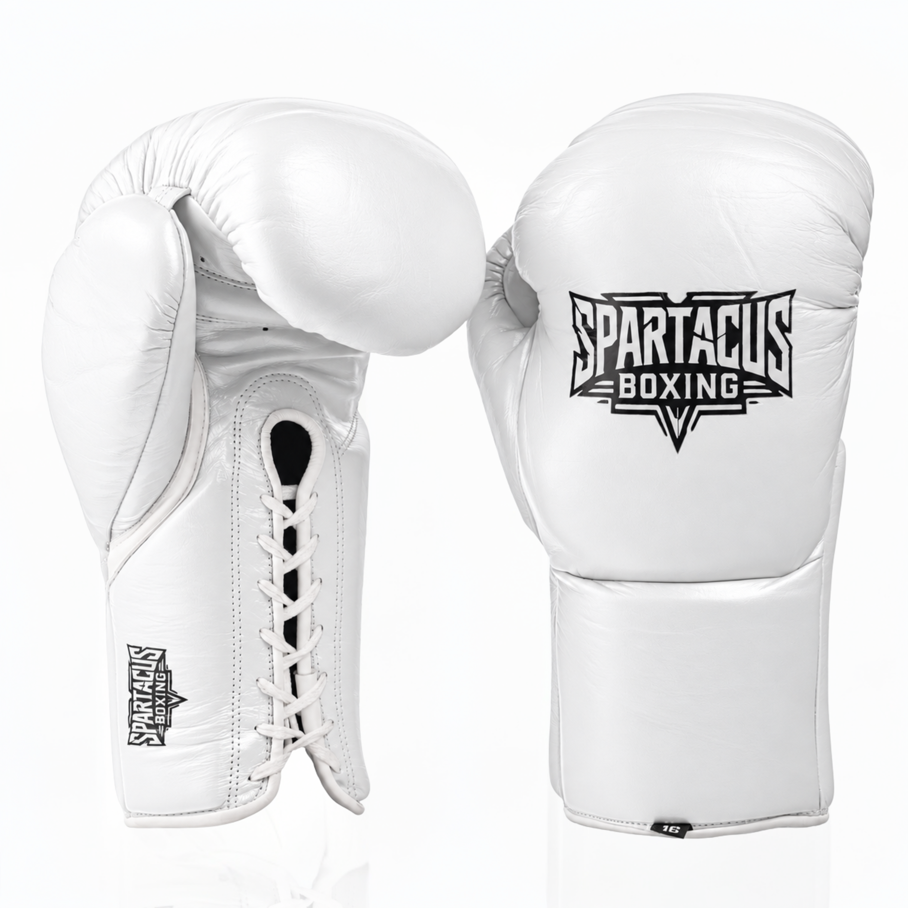 White boxing gloves with lace up closure